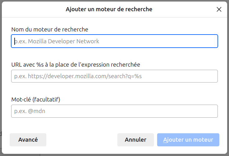 Firefox : ajout d'un moteur de recherche