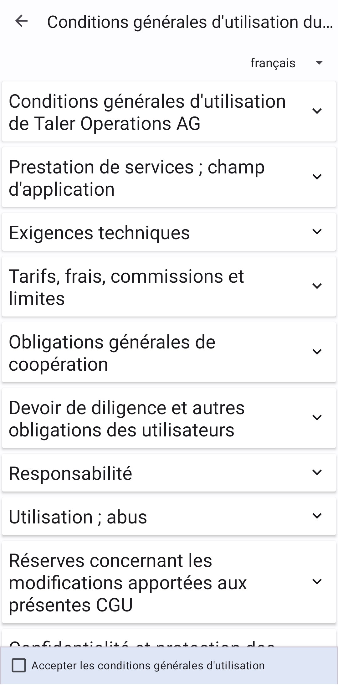 Approuver les conditions